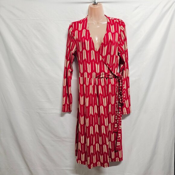 Boden Dresses & Skirts - Boden Long Sleeve Wrap Dress Women Size 12R Red V Neck